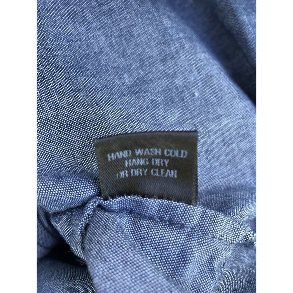 Raleigh Denim Workshop Tuxedo Shirt Sz M 100% Cotton Chambray Pleated Front USA - Picture 5 of 7
